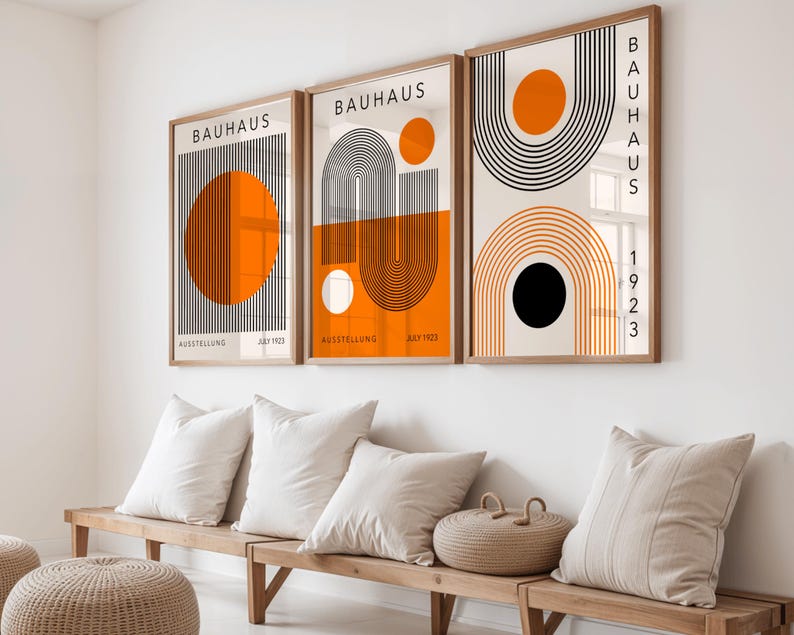 Bauhaus Exhibition Poster 1923 | Minimalist Orange Abstract Wall Art - Etsy