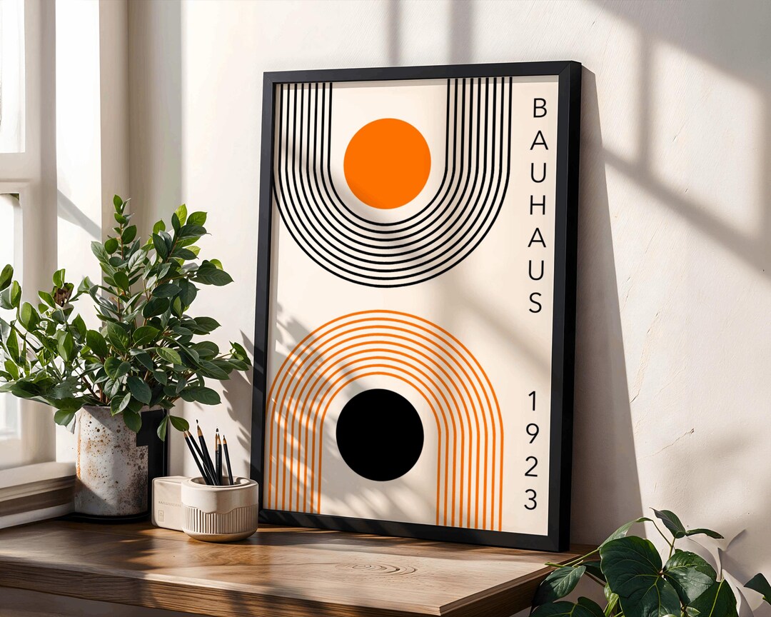 Bauhaus Exhibition Poster 1923 | Minimalist Orange Abstract Wall Art - Etsy