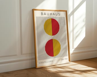 Cartel de la exposición Bauhaus de 1923: Impresión abstracta geométrica minimalista en rojo y amarillo