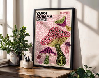 Yayoi Kusama Mushroom Art Print | Psychedelic Pop Art Poster