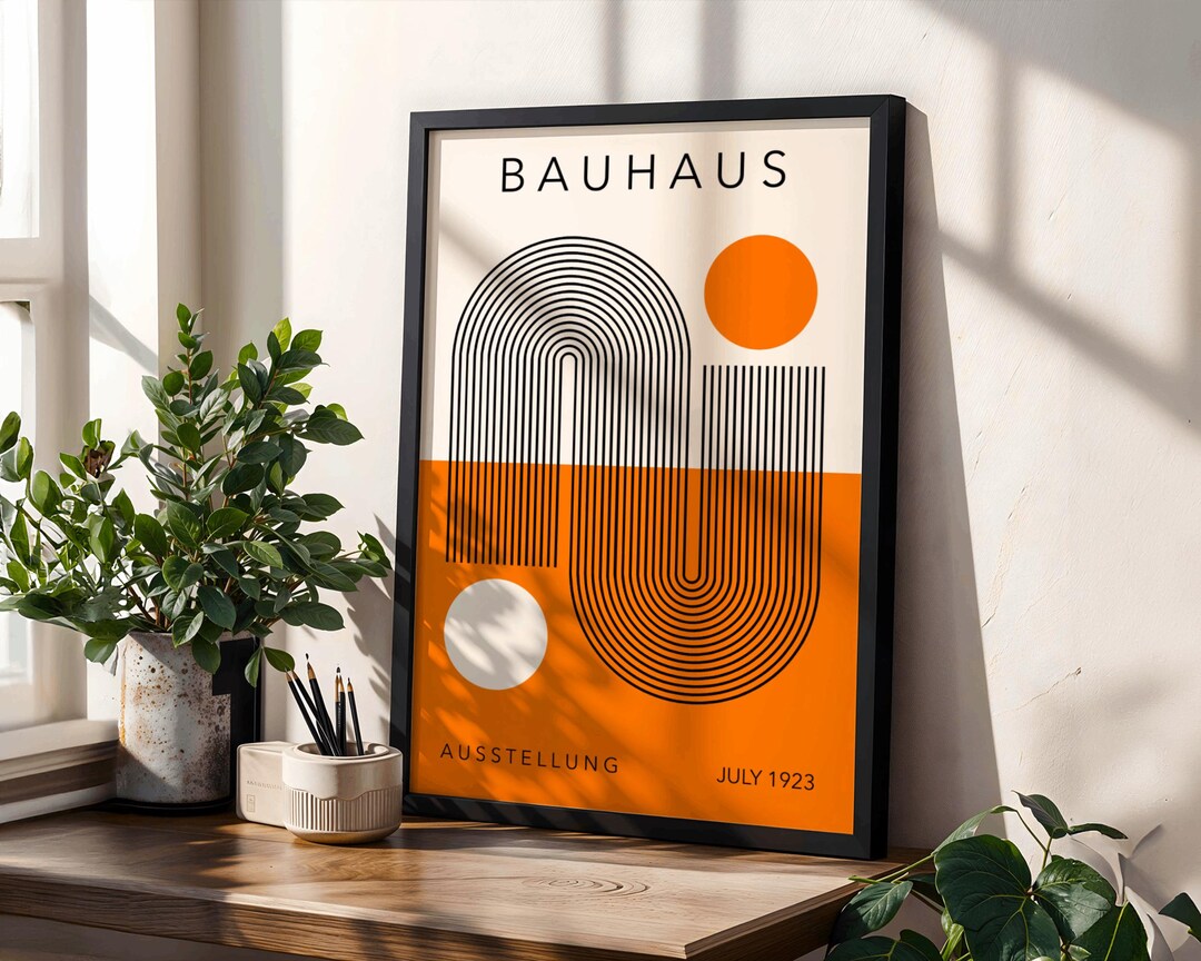 Bauhaus Exhibition Poster 1923 | Minimalist Orange Abstract Print - Etsy