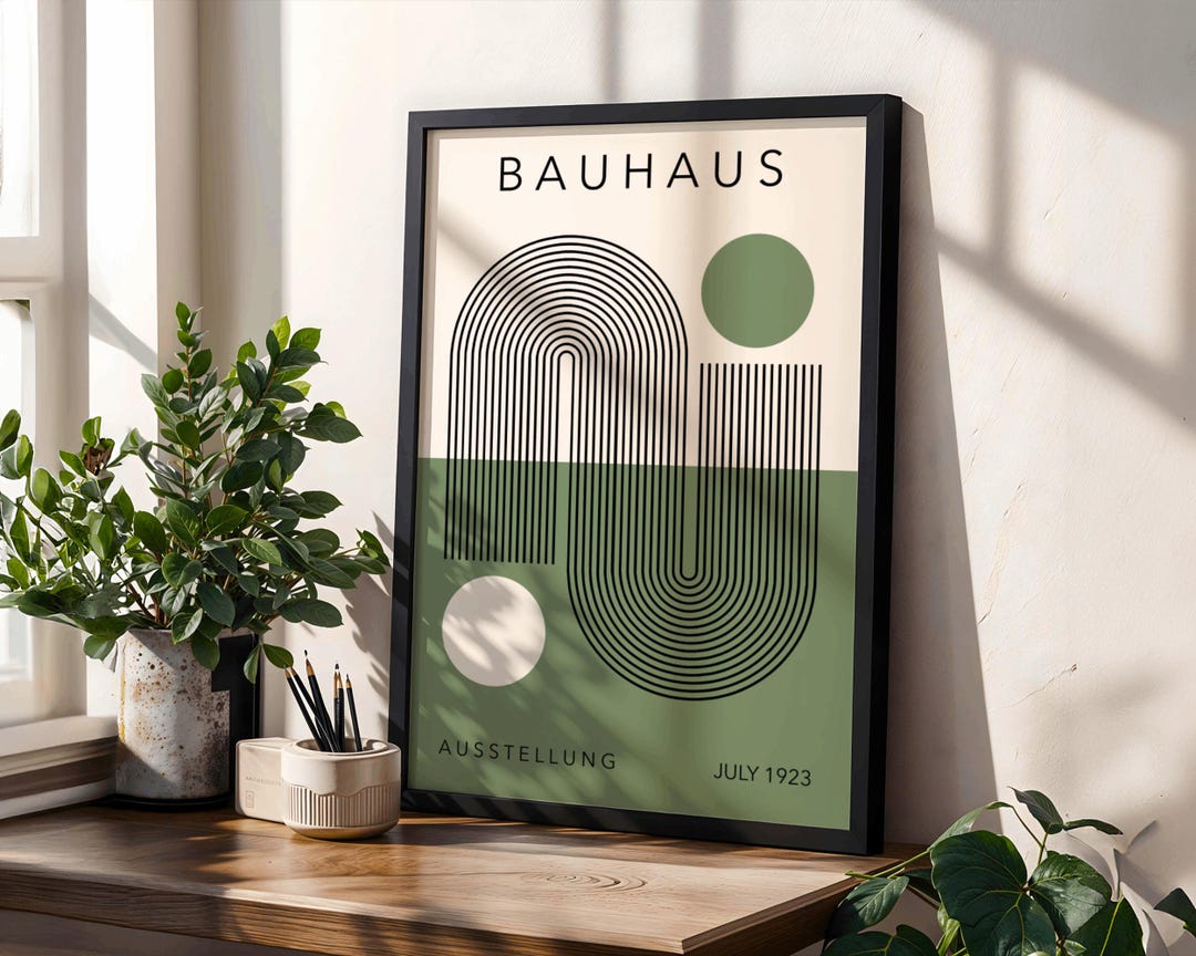 Bauhaus Exhibition Poster 1923 | Minimalist Green Abstract Wall Art - Etsy