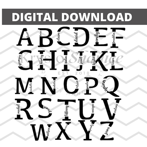 Letter Cutout Split Monogram BUNDLE  SVG Digital Download