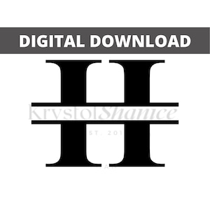 Letter H Split Monogram SVG Digital Download