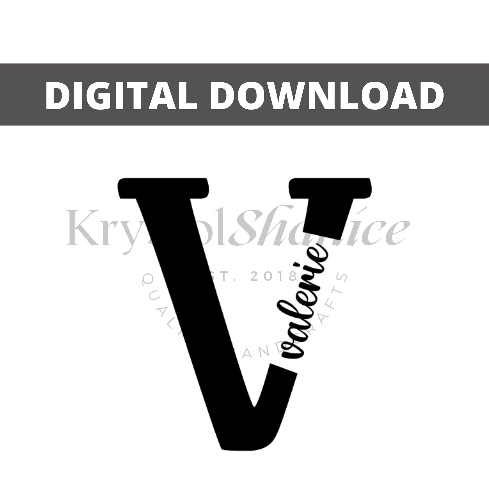 Letter V Cut Out Split Monogram SVG Alphabet Monogram Svg Monogram SVG