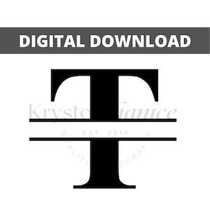 Letra T dividida monograma SVG download digital