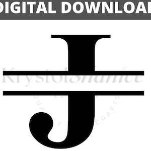 Letra J dividida monograma SVG download digital