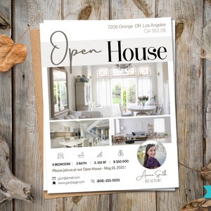 Folleto de puertas abiertas / Folleto de bienes raíces / Folleto recién incluido / Folleto de agentes inmobiliarios / Marketing de agentes inmobiliarios / Plantilla de puertas abiertas / Plantilla Canva