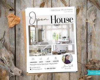 Open Huis-flyer | Vastgoedvlieger | Zojuist vermelde flyer | Makelaarsflyer | Makelaarsmarketing | Open huis-sjabloon | Canva-sjabloon
