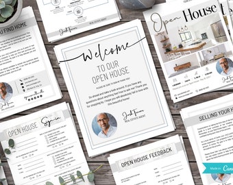 Open Huisbundel | Marketingmateriaal voor onroerend goed | Open Huis Aanmelden | Vastgoedmarketing | Canva-sjabloon | Kopersgids | Open huis