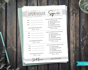 Inlogblad voor Open Huis | Marketingmateriaal voor makelaars | Aanmeldingsblad voor makelaars | Vastgoedmarketing | Open Huis | Canva-sjabloon