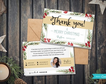 Kerstkaart voor makelaar | Vastgoedmarketing | Makelaarsmarketing | Makelaar Bedankt | Bedankkaart | Afdrukbare bedankkaart