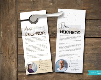 Real Estate Agent Letter | Real Estate Door Hanger Flyer | Real Estate Door Hanger Tag | Real Estate New Agent Introduction Letter Template
