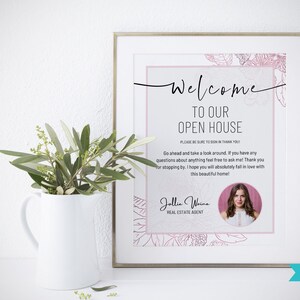 Panneau de bienvenue portes ouvertes | Dépliant immobilier | Marketing portes ouvertes | Signe d'acheteur de maison | Marketing de l'agent immobilier | Panneau de bienvenue | Se connecter |