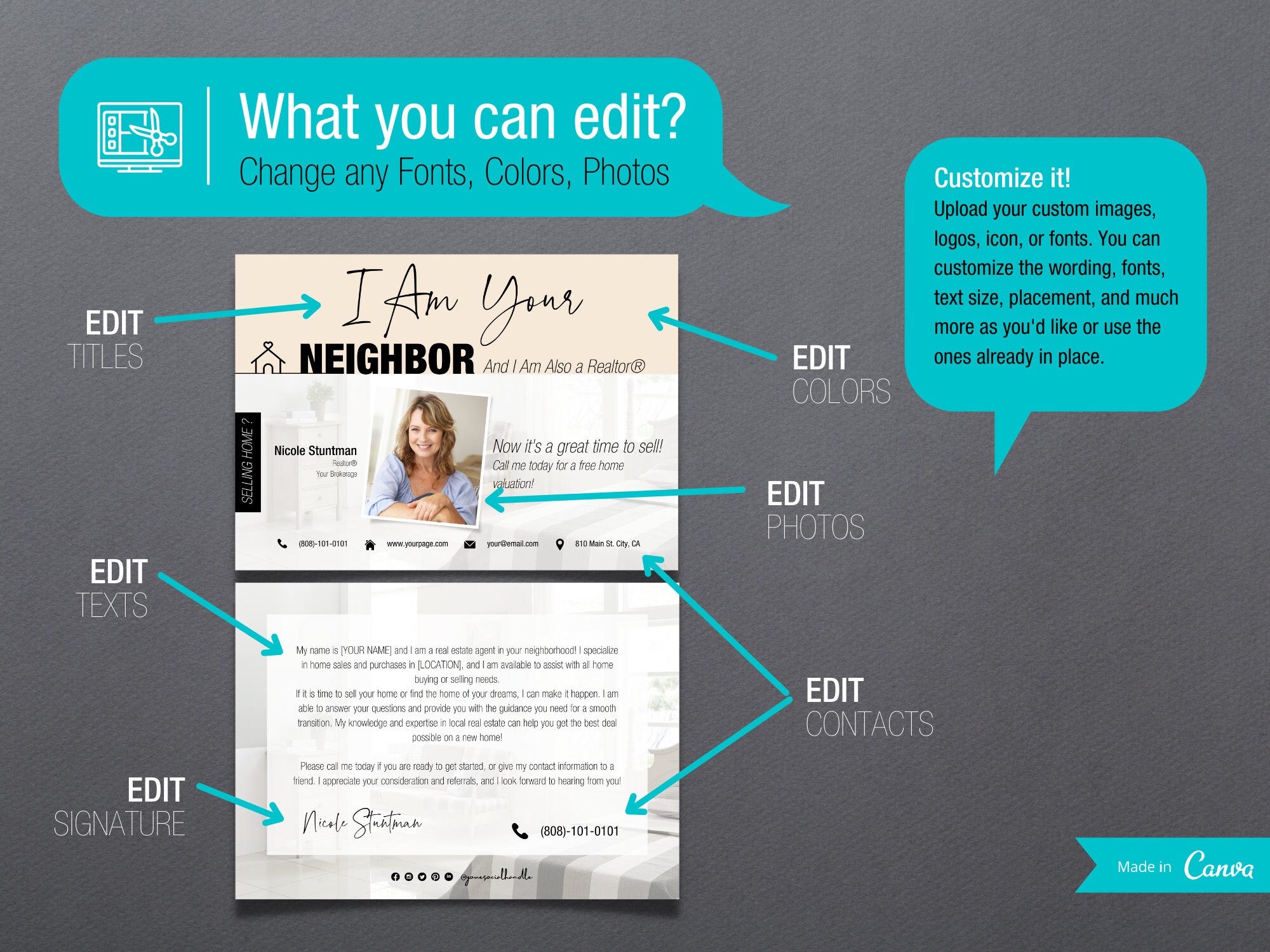 Hello Neightbor Postcard L Real Estate Postcard L Realtor Buyer Card L ...