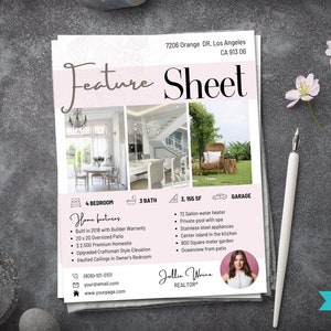 Folleto de hoja de características de la casa / Folleto de puertas abiertas / Folleto de agentes inmobiliarios / Marketing de agentes inmobiliarios / Plantilla de hoja de características / Plantilla de Canva / Recién incluido