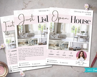 Open House Flyer Bundle | Real Estate Flyer | Just listed flyer | Realtor flyer | Realtor marketing  |  Feature sheet template