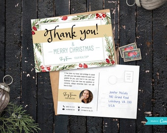Kerstbriefkaart voor makelaar in onroerend goed | Vastgoedmarketing | Makelaar ansichtkaart | Makelaar Bedankt | Vrolijke kerstkaart | Kerst in onroerend goed