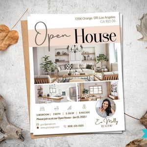 Folleto de puertas abiertas / Folleto de bienes raíces / Folleto recién incluido / Folleto de agentes inmobiliarios / Marketing de agentes inmobiliarios / Plantilla de puertas abiertas / Plantilla Canva