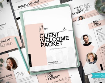 Real Estate New Client Packet l Realtor Marketing l Home Buyer Guide l Buyer Packet l Buyer Questionnaire l Welcome Packet l Canva Template