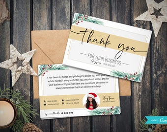 Kerstkaart voor makelaar | Vastgoedmarketing | Makelaarsmarketing | Makelaar Bedankt | Bedankkaart | Afdrukbare bedankkaart