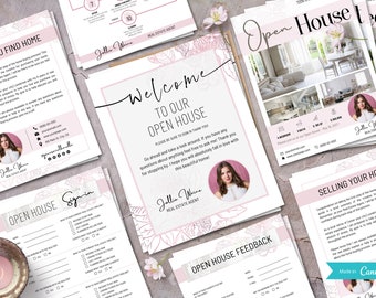 Open Huisbundel | Marketingmateriaal voor onroerend goed | Open Huis Aanmelden | Vastgoedmarketing | Canva-sjabloon | Kopersgids | Open huis