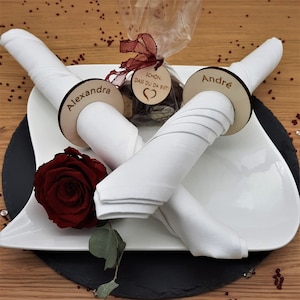 Personalisierte Serviettenringe zur Hochzeit mit Namen | Tischkarten | Geburtstagsfeier | Taufe | Kommunion oder Konfirmation | Platzkarte