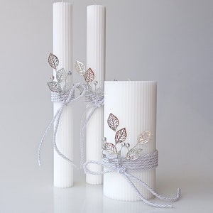 Set di candele per l'unità delle nozze, candele a colonna, candele bianche per matrimoni, candele decorative con imbracatura, candela a colonna regalo, set di candele per l'unità