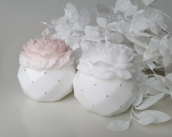 Kerzen Gastgeschenke, weiße Blumenkerze, 3D Rose Kerzenhalter, Gastgeschenke, weiße Blumenkerzen, Gastgeschenke