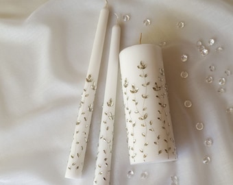 Wedding unity candles, wedding favors candles, unity candles set, white pillar candle, white wedding candles, wedding gift, cone candles