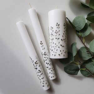 Stumpenkerze,weiße Hochzeitskerzen,Zapfenkerze,Hochzeitskerzen,Taufkerzen Set,Hochzeitskerzen,Hochzeitsgeschenke, Wohnkultur