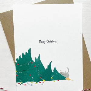 Tarjeta de Navidad divertida del gato