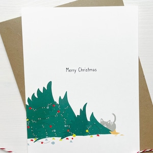 Lot de 5 | Cartes de Noël drôles de chat