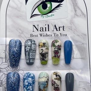 Minnie & Mickey vacation inspiration  press on nails/ Vacation nails/Cute nails/ Minnie nails/ Mickey nails