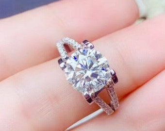 Fancy Round Brilliant Cut CZ Diamond Solitaire Halo Party Wear Wedding And Anniversary Ring For Women