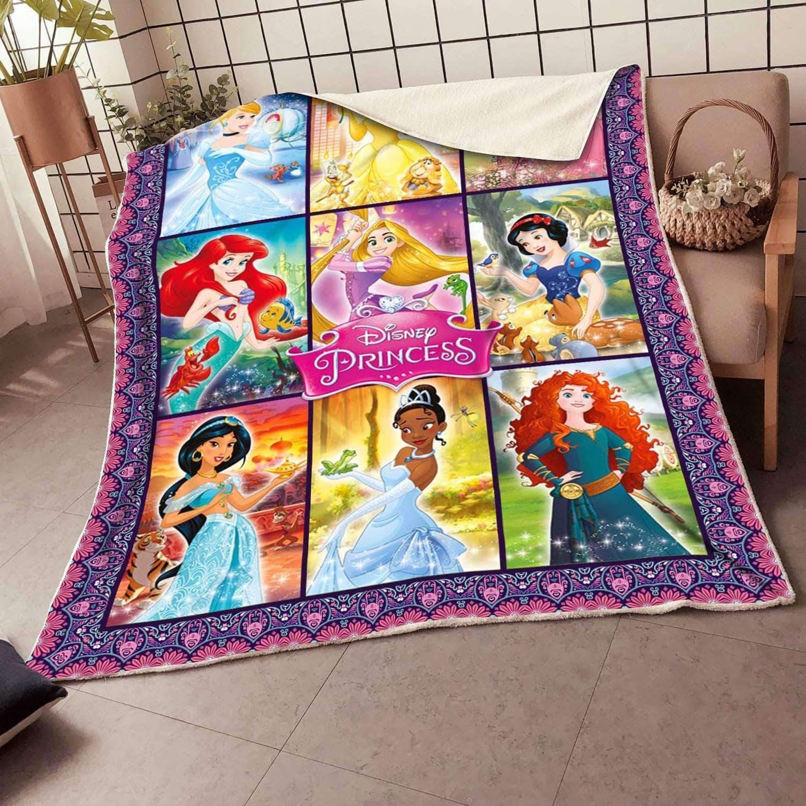 Disney Princess Fleece Blanket Quilt Disney Bedding Decor Etsy