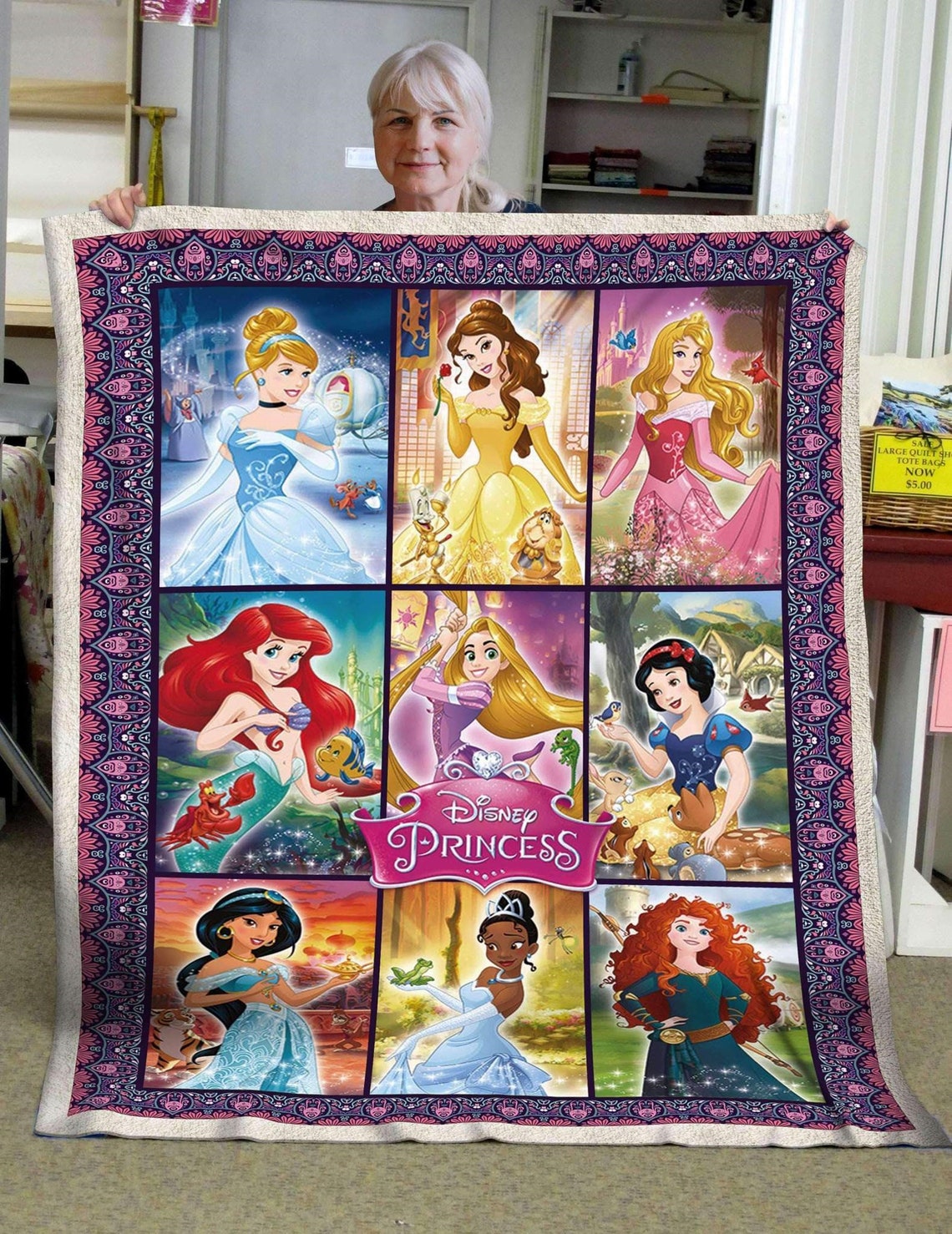 Disney Princess Fleece Blanket Quilt Disney Bedding Decor Etsy