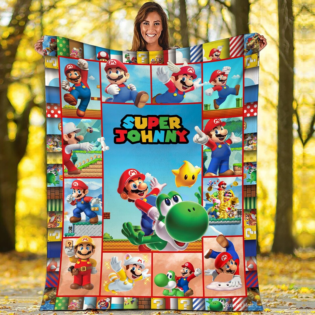Super Mario Blanket Mario Series Fleece Blanket Super Mario Etsy