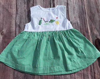 Green Gingham Golf Sundress with White Top Green Gingham Golf Sundress with White Top