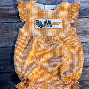 Baby Girl Orange Seersucker Bubble