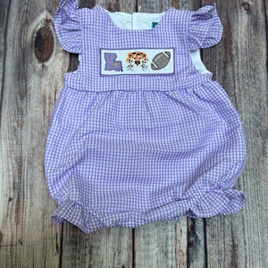 Smocked lsu baby clothes sales