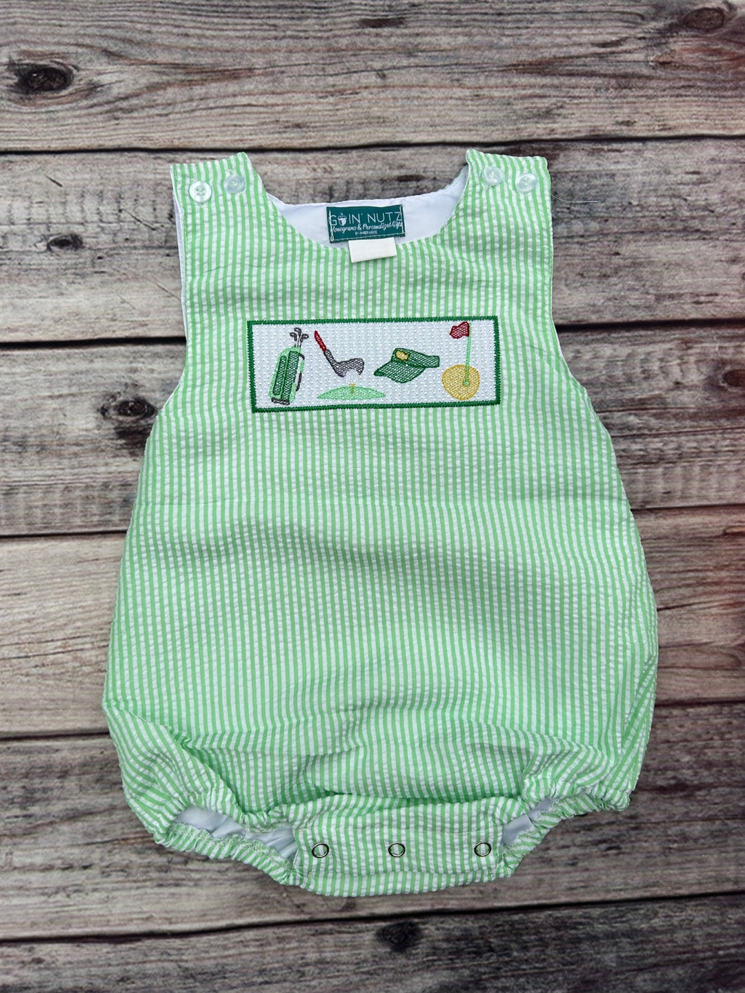 Baby Boy Green Seersucker Golf Bubble Etsy