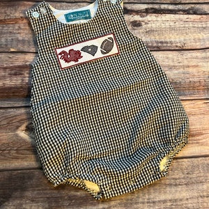 Embroidered Black Gingham Seersucker Bubble