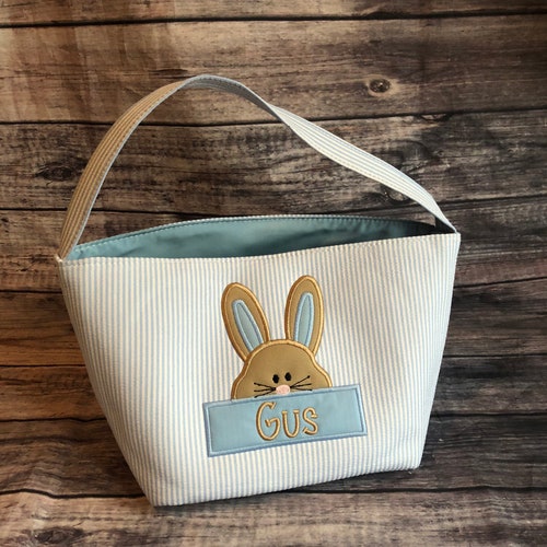Personalized Easter Basket Appliqued Bunny Basket Appliqued Etsy