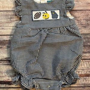 Baby Girl Navy Gingham Bubble