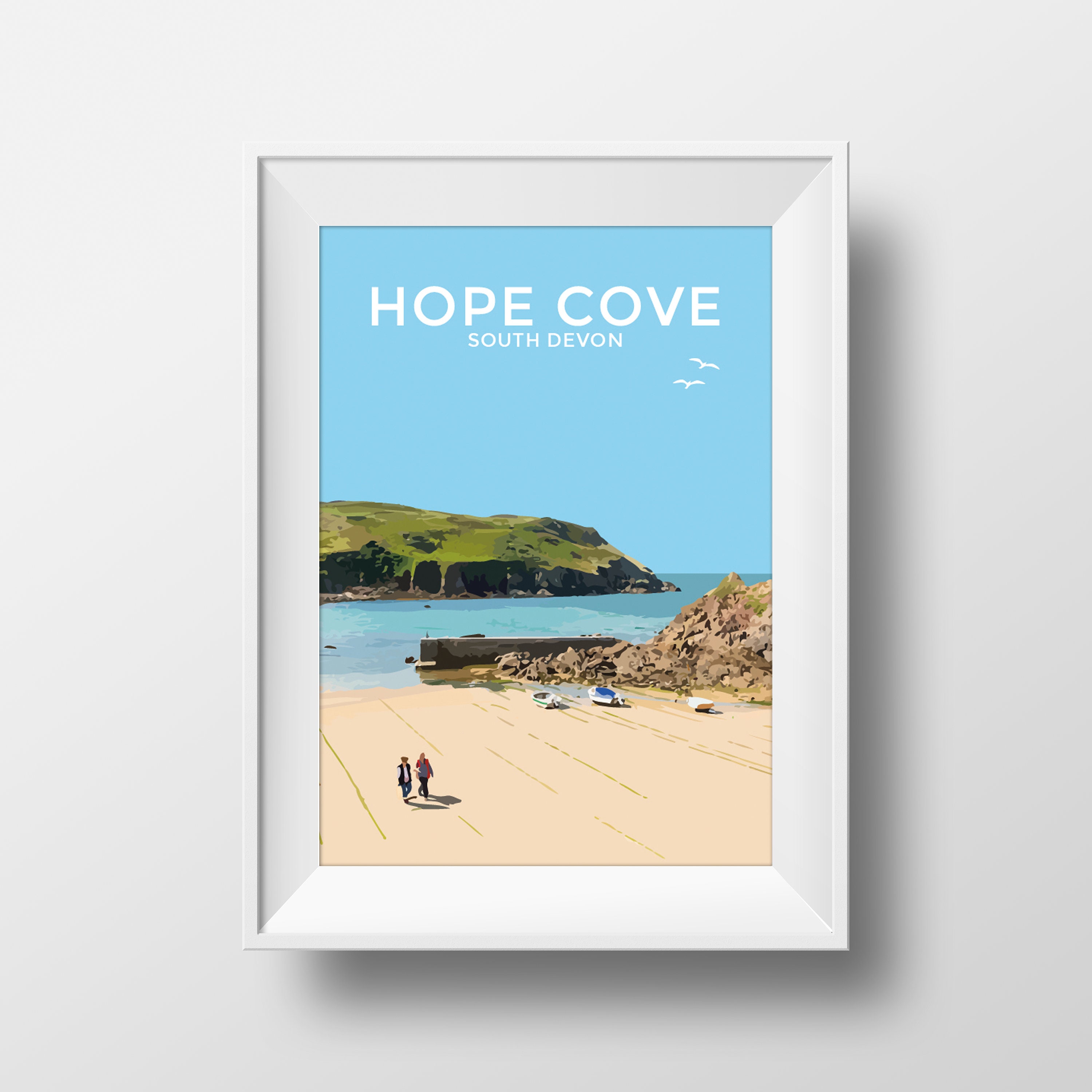 Hope Cove Devon Art Print Travel Poster Nautical Seaside Beach Coastal