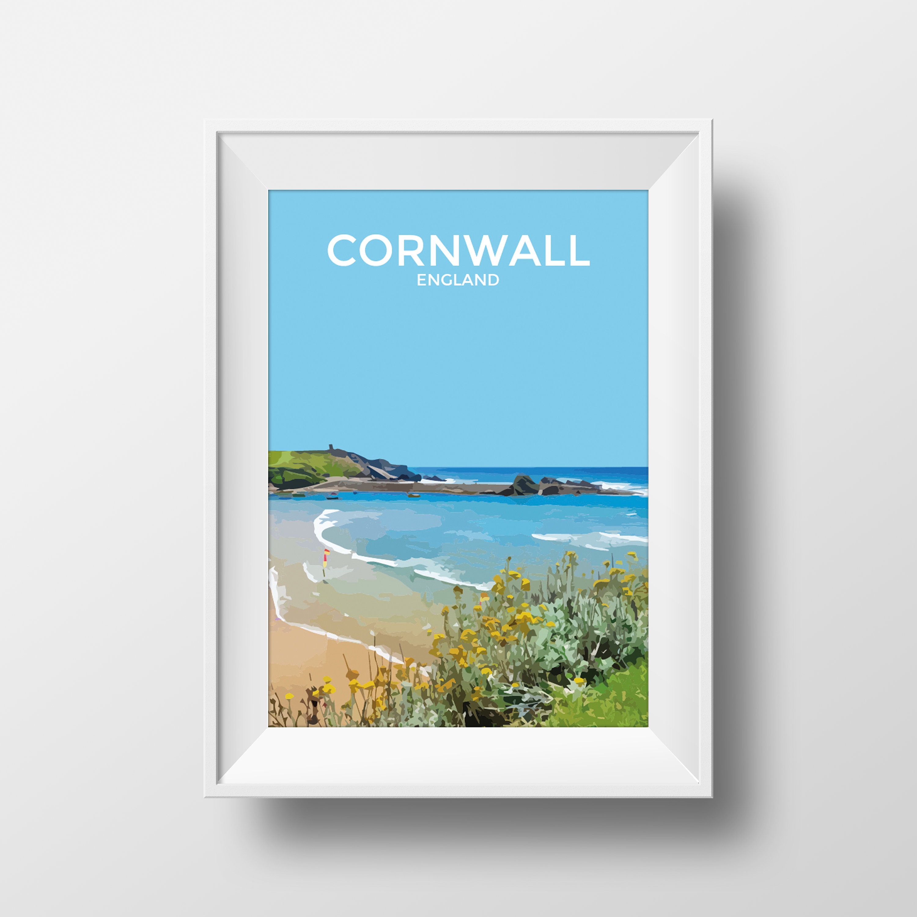 Cornwall Art Print Travel Poster Framed Nautical Etsy