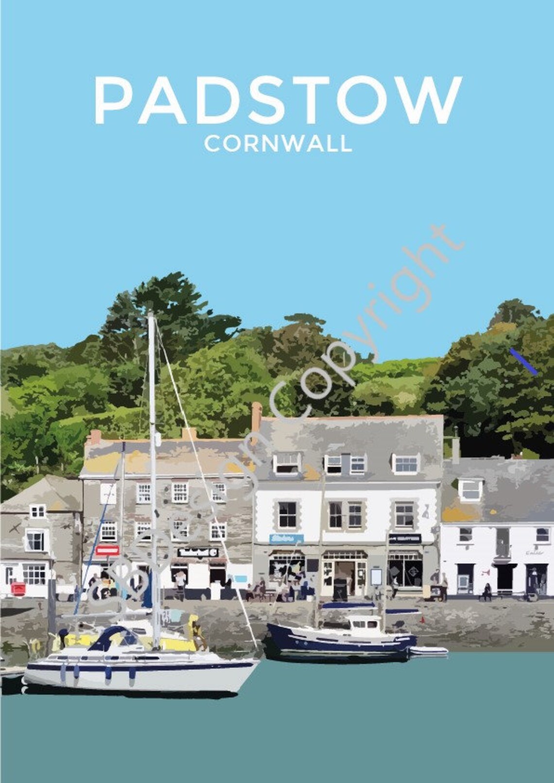 Padstow Harbour Cornwall Art Print Travel Poster Etsy