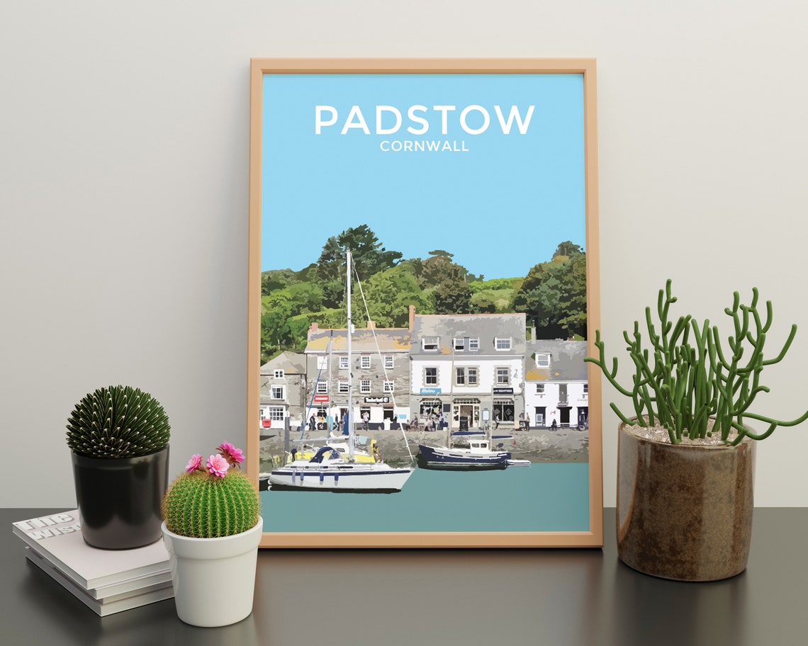 Padstow Harbour Cornwall Art Print Travel Poster Etsy
