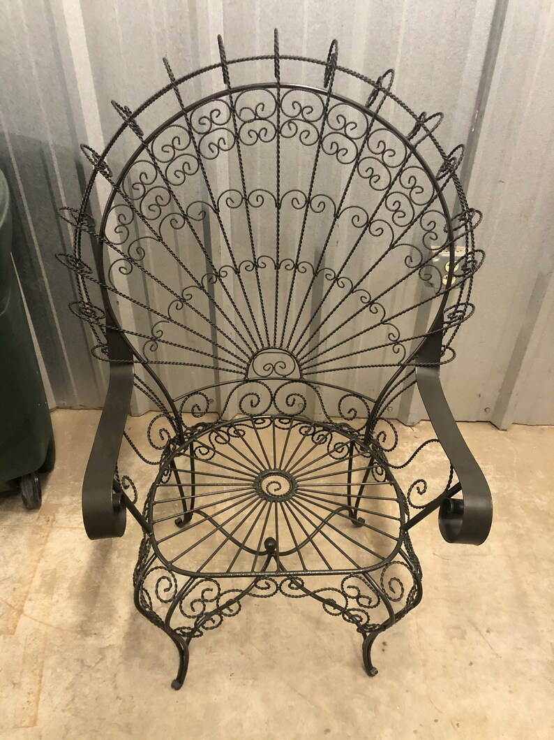 Vintage wrought iron peacock chair Etsy